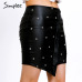 Simplee PU leather short skirt women fashion 2018 Bodycon black sexy mini skirt Rivet streetwear high waist bodycon pencil skirt