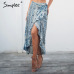 Simplee Ruffle wrap boho maxi skirt women Asymmetric sash high waist skirt long Casual floral print beach summer skirt female