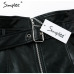 Simplee Sash zipper high waist short skirt Sexy black PU leather pencil skirts Autumn winter women skirts streetwear