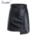 Simplee Sexy high waist PU leather skirt Streetwear sash mini skirts short women bottom 2018 Zipper A-line autumn winter skirt