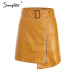 Simplee Sexy high waist PU leather skirt Streetwear sash mini skirts short women bottom 2018 Zipper A-line autumn winter skirt