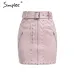 Simplee Suede front zipper mini skirt Sexy rivet high waist women skirt club 2018 Sash autumn winter casual skirts high street