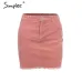 Simplee Vintage corduroy pink pencil skirt Fashion streetwear metal button zipper short skirt 2017 New autumn mini skirts womens