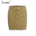 Simplee Vintage corduroy pink pencil skirt Fashion streetwear metal button zipper short skirt 2017 New autumn mini skirts womens