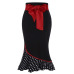 Sisjuly Polka Dot Patchwork Red Bowknot Mermaid Skirt Vintage Sexy Bodycon Women Skirt Girl Black Sheath Party Female Bottom