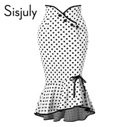 Sisjuly women short skirt vintage white polka dots skirts sexy chic summer asymmetric bowknot female vintage skirts girl bottom