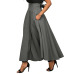 Skirts Women High Waist Autumn Casual Pleated A Line Long Skirt Front Slit Belted with pocket Maxi Skirt Vestido Midi #Z