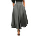 Skirts Women High Waist Autumn Casual Pleated A Line Long Skirt Front Slit Belted with pocket Maxi Skirt Vestido Midi #Z