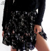 Sollinarry Floral Printed Chiffon Casual Skirts Women High Waist New Fashion Ruffle Girl Skirts 2019 Beach Black Feminine Skirts