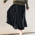 Spring New High Waist Long Skirt lady Pleated Velvet pleuche Solid Color skinny Elastic women casual mid calf Skirt