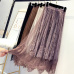 Spring New Women Super Fairy Lace Spliced Velvet Skirt Autumn High Quality Elegant Tulle Long Pleated Skirt falda mujer Saias