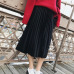 Spring Summer 2018 New Fashion Skirt High Waist Velvet Pleated Skirt Women Solid Elastic Waist Skirt Female