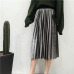 Spring Summer 2018 New Fashion Skirt High Waist Velvet Pleated Skirt Women Solid Elastic Waist Skirt Female