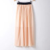 Spring Summer Autumn Fashion Pleated Maxi Skirt Amazing Chiffon Long Skirt Women High Quality High Waist