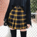 Spring Summer Harajuku Women Fashion Skirts Cute Yellow Black Red Lattice Pleated Skirt Punk Style High Waist Female Short Skirt