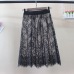 Spring Summer Women  Skirt  Sexy Lace Mesh Hollow Out   Slim  Bodycon Tight  Pencil Elegant Transparent  Black White Skirt D006