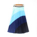 Srping Summer Women Skirts Cartoon Printing Midi Pleated Skirt Floral High Elasticity Jupe Femme Green Skirts Plus Size