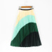 Srping Summer Women Skirts Cartoon Printing Midi Pleated Skirt Floral High Elasticity Jupe Femme Green Skirts Plus Size