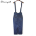 Streamgirl Long Denim Skirt With Straps Women Button Jeans Skirts Plus Size Long High Waist Pencil Skirt Denim Skirts Womens