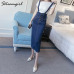 Streamgirl Long Denim Skirt With Straps Women Button Jeans Skirts Plus Size Long High Waist Pencil Skirt Denim Skirts Womens