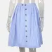 Striped A-Line Blue Single-Breasted Skirt Women 2018 Spring Summer Casual High Waist Knee-Length Skirts Cute Ladies Skirt Femme