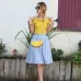 Striped A-Line Blue Single-Breasted Skirt Women 2018 Spring Summer Casual High Waist Knee-Length Skirts Cute Ladies Skirt Femme