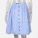 Striped A-Line Blue Single-Breasted Skirt Women 2018 Spring Summer Casual High Waist Knee-Length Skirts Cute Ladies Skirt Femme