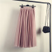 Summer Bohemia Long Skirts Women Stretch High Waist Solid Chiffon A-Line Skirt Casual Pleated Maxi Skirt Faldas Saias Streetwear