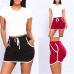 Summer Ladies Sexy Skirt White Sides Swearpants High Elastic Waist Short Skirts Women Joggers Fitness Skirt With Pockets