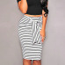 Summer Sexy Slim Bodycon Pencil Skirts Women Lady Striped Skirt Female Knee-Length Bandage Skirt White Black IU965809