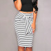 Summer Sexy Slim Bodycon Pencil Skirts Women Lady Striped Skirt Female Knee-Length Bandage Skirt White Black IU965809