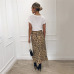 Summer Sexy Women Lace Up Skirts Fashion High Waist Ruffles Loose Slim Long Wrap Skirt 2019 New Ladies Leopard Outwear Clothing