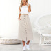 Summer Skirts Womens 2019 New Midi Korean Elegant Button elastic High Waist Skirt Female Pleated Sun ladies School Skirt