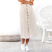 Summer Skirts Womens 2019 New Midi Korean Elegant Button elastic High Waist Skirt Female Pleated Sun ladies School Skirt