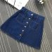 Summer Womens Ladies A-line Pencil Jeans Skirt Front Button High Waist Denim Small Pockets Skirt Black White Four Colors