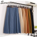 Surmiitro Autumn Winter Suede Velvet Skirt Female 2019 Midi Long Elegant Korean High Waist Skirt Women Blue A-line Pleated Skirt