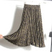 Surmiitro Leopard Print Pleated Skirts Women 2019 Spring Summer Midi Long Korean Elegant High Waist A-line Sun Skirt Female