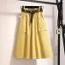 Surmiitro Midi Knee Length Summer Skirt Women With Belt 2019 Spring Casual Cotton Solid High Waist Sun School Skirt Female