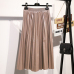 Surmiitro Midi Long PU Skirt Women 2018 Autumn Winter Korean Elegant Pleated High Waist Leather Skirt Female A line Office Skirt