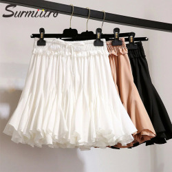 Surmiitro White Black Chiffon Summer Shorts Skirt Women 2019 Fashion Korean High Waist Tutu Pleated Mini Sun School Skirt Female