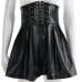 Sweetown Black PU Leather Gothic Skirts Womens Moda Mujer 2019 Sexy Back Zipper Front Bandage High Waist Pleated Skirt Festival