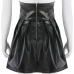 Sweetown Black PU Leather Gothic Skirts Womens Moda Mujer 2019 Sexy Back Zipper Front Bandage High Waist Pleated Skirt Festival