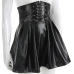 Sweetown Black PU Leather Gothic Skirts Womens Moda Mujer 2019 Sexy Back Zipper Front Bandage High Waist Pleated Skirt Festival