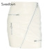 Sweetown White Korean Style Skirts Womens Street Style A Line Skirt Summer 2018 High Waist Vogue Steampunk Leather Short Skirt