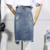 TIGENA Plus Size Fashion Midi Denim Skirt Women 2019 Summer Light Blue Hole Ripped Jeans Skirt Female Button Tassel School Skirt