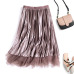 TIGENA Reversible Velvet Tulle Long Skirts Women Fashion 2018 Autumn Winter High Waist Pleated Skirt Female Elegant Long Skirt