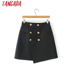 Tangada sweet asymmetrical skirts womens female autumn winter short mini skirts ladies office brand vintage skirts navy 6A07