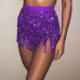 Tassel fringe sequin women Summer style beach short Sequin Belly  Dancer Costume Tassel Wrap Skirt Club Mini Skirt