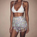 Tassel fringe sequin women Summer style beach short Sequin Belly  Dancer Costume Tassel Wrap Skirt Club Mini Skirt