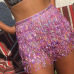 Tassel fringe sequin women Summer style beach short Sequin Belly  Dancer Costume Tassel Wrap Skirt Club Mini Skirt